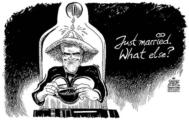  Oliver Schopf, politischer Karikaturist aus Österreich, politische Karikaturen, Illustrationen Archiv politische Karikatur Welt 2014 GEORGE CLOONEY HEIRAT HOCHZEIT UNTER DER HAUBE ESPRESSO MASCHINE NESPRESSO WHAT ELSE WERBUNG  






