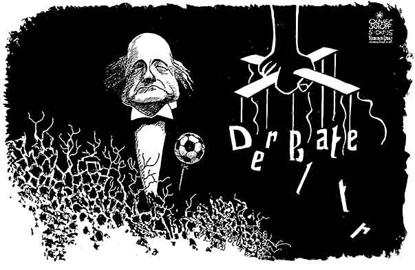  Oliver Schopf, politischer Karikaturist aus Österreich, politische Karikaturen, Illustrationen Archiv politische Karikatur Welt Sport 2015 FIFA FUSSBALL WELTVERBAND SEPP BLATTER KORRUPTION SUSPENDIERUNG MAFIA DER PATE FILM BRÖCKELN RISSE   


Reformklausur