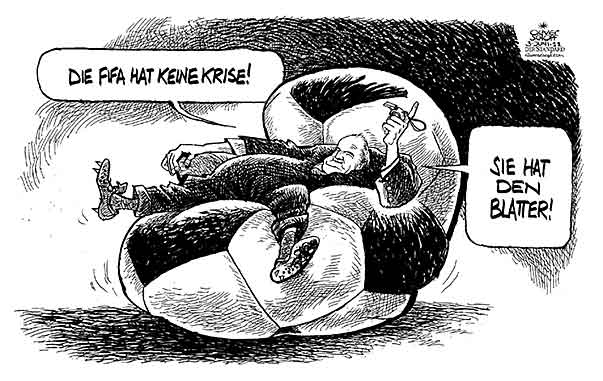 Oliver Schopf, politischer Karikaturist aus Österreich, politische Karikaturen aus Österreich, Karikatur Illustrationen Politik Politiker international 2011 fifa blatter fußball krise wahl praesident pfeife
 



















 