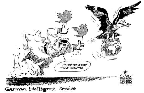 Oliver Schopf, editorial cartoons from Austria, cartoonist from Austria, Austrian illustrations, illustrator from Austria, editorial cartoon politics politician International, Cartoon Arts International, New York Times Syndicate, Cagle cartoon 2014: NSA GCHQ CHINA USA INTELLIGENCE AGENCY SPYING SPIDER NET SERVER      

      
