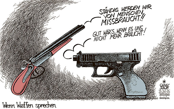 Oliver Schopf, politischer Karikaturist aus Österreich, politische Karikaturen aus Österreich, Karikatur Cartoon Illustrationen Politik Politiker international @oliverschopf.bsky.social 2025: GRAZ SCHULE BORG SCHÜLER AMOKLAUF WAFFEN SPRECHEN MISSBRAUCH GEBRAUCH SCHROTFLINTE GLOCK 























