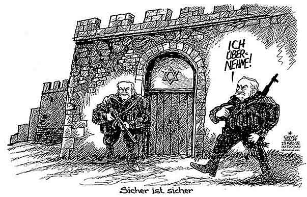  Oliver Schopf, politischer Karikaturist aus Österreich, politische Karikaturen, Illustrationen Archiv politische Karikatur Welt Naher Osten
2014  ISRAEL WAHLEN NETANJAHU WACHE SOLDAT TOR MAUER WACHABLOESE SICHERHEIT SCHUTZ  
