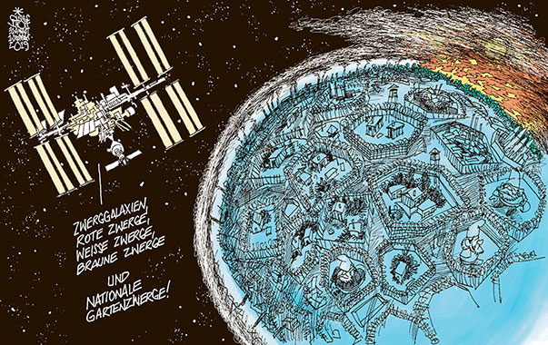  Oliver Schopf, politischer Karikaturist aus Österreich, politische Karikaturen, Illustrationen Archiv politische Karikatur Welt Politik & Gesellschaft
2019 ERDE PLANET KLIMA REGENWALD FEUER NATIONALISMUS SCHREBERGARTEN GARTENZWERG ASTRONOMIE WELTRAUM RAUMSTATION ISS ZWERGGALAXIE ROTER ZWERG WEISSER ZWERG BRAUNER ZWERG           
