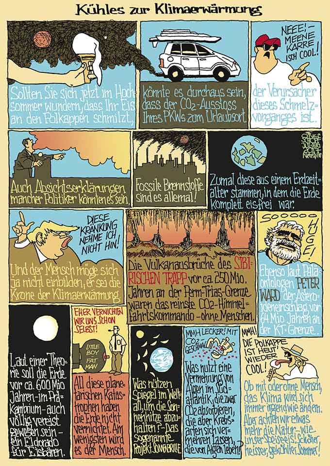  Oliver Schopf, politischer Karikaturist aus Österreich, politische Karikaturen, Illustrationen Archiv politische Karikatur Welt Klima und Umwelt 2017 KLIMA KLIMAWANDEL KLIMAERWÄRMUNG EIS CO2 EMMISSION FOSSILE BRENNSTOFFE TRUMP SIBIRISCHER TRAPP PETER WARD PALEONTOLOGIST UNIVERSITY WASHINGTON ALGEN ATLANTIK POLKAPPE
