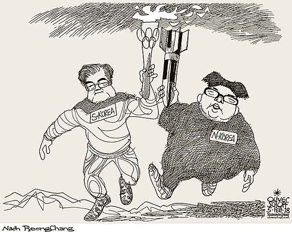  Oliver Schopf, politischer Karikaturist aus Österreich, politische Karikaturen, Illustrationen Archiv politische Karikatur Welt Sport 2018 OLYMPISCHE WINTERSPIELE PYEONGCHANG SÜDKOREA KIM JONG UN MOON JAE IN FACKEL FEUER GEMEINSAM RAKETE 


Reformklausur