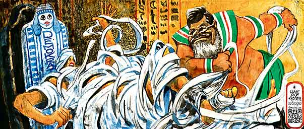 Oliver Schopf, politischer Karikaturist aus Österreich, politische Karikaturen, Illustrationen Archiv politische Karikatur Welt Naher Osten 2012
AEGYPTEN MURSI MOHAMMED PRAESIDENT DEMOKRATIE MUSLIMBRUEDERSCHAFT GRAB MUMIE EINBALSAMIEREN  SARKOPHAG PHARAO  


