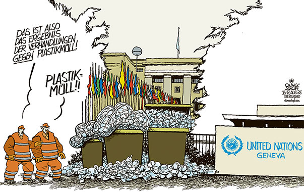 Oliver Schopf, politischer Karikaturist aus Österreich, politische Karikaturen aus Österreich, Karikatur Cartoon Illustrationen Politik Politiker international @oliverschopf.bsky.social 2025: UNO UN VEREINTE NATIONEN SITZ IN GENF PLASTIK PLASTIKABKOMMEN PLASTIKMÜLL MÜLLTONNE MÜLLMANN MIKROPLASTIK UMWELT VERSCHMUTZUNG 



























