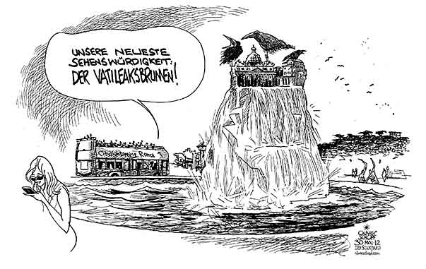  Oliver Schopf, politischer Karikaturist aus Österreich, politische Karikaturen, Illustrationen Archiv politische Karikatur Welt diverse Themen
2012 Papst Benedikt XIV. Vatikan Geheimnissträger Kammerdiener Verrat Intrige Verschwörung




