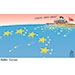 Oliver Schopf, editorial cartoons from Austria, cartoonist from Austria, Austrian illustrations, illustrator from Austria, editorial cartoon politics politician International, Cartoon Arts International, 2022: CHINA EU PORT CONTAINER TERMINAL HAMBURG TOLLERORT CORCO XI JINPING CHANGE THROUGH TRADE FLAG STARS SHIPS 
 