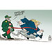 Oliver Schopf, editorial cartoons from Austria, cartoonist from Austria, Austrian illustrations, illustrator from Austria, editorial cartoon politics politician International, Cartoon Movement, @oliverschopf.bsky.social 2026: IRAN WAR STRAIT OF HORMUZ REVOLUTIONARY GUARDS TRUMP TRAP TRAPPED DRILL BABY DRILL 
 