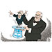 Oliver Schopf, editorial cartoons from Austria, cartoonist from Austria, Austrian illustrations, illustrator from Austria, editorial cartoon politics politician International, Cartoon Arts International, 2022: ISRAEL NETANYAHU ELECTIONS WINNER MAGICIAN HAT  
 