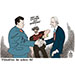 Oliver Schopf, editorial cartoons from Austria, cartoonist from Austria, Austrian illustrations, illustrator from Austria, editorial cartoon politics politician International, Cartoon Arts International, 2022: G 20 SUMMIT BALI XI JINPING JOE BIDEN USA CHINA HANDSHAKE POLITICAL CLIMATE ACTIVIST GLUE TALKS NEGOTIATIONS  
 